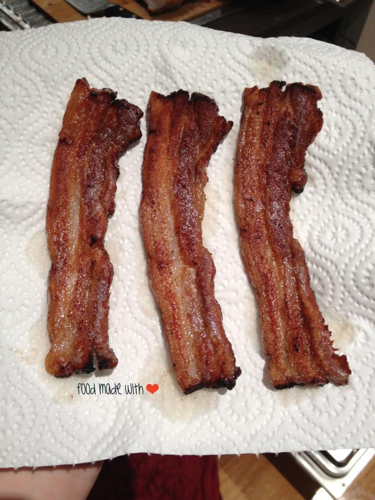 perfectly fried thick-cut bacon