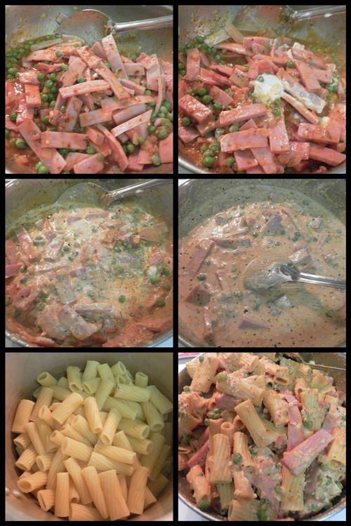Rigatoni with ham and peas-collage3 Rigatoni with ham and peas-collage3