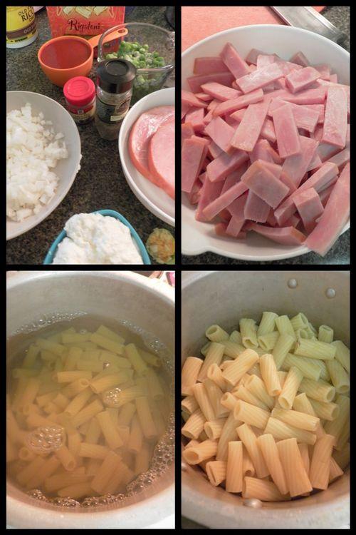 Rigatoni with ham and peas-collage1 Rigatoni with ham and peas-collage1