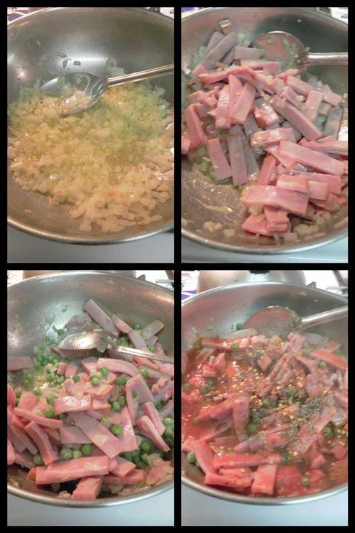 Rigatoni with ham and peas-collage2 Rigatoni with ham and peas-collage2