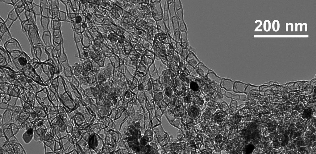 Scientists Develop Cheap and Efficient Nanostructured-Carbon-Based Catalyst A high-resolution microscopic image of a new type of nanostructured-carbon-based catalyst developed at Los Alamos National Laboratory that could pave the way for reliable, economical next-generation batteries and alkaline fuel cells. (Photo credit: Los Alamos National Laboratory)