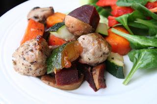 What's For Dinner? Roasted Vegetables and Sausage (Dairy, Gluten and Egg Free)