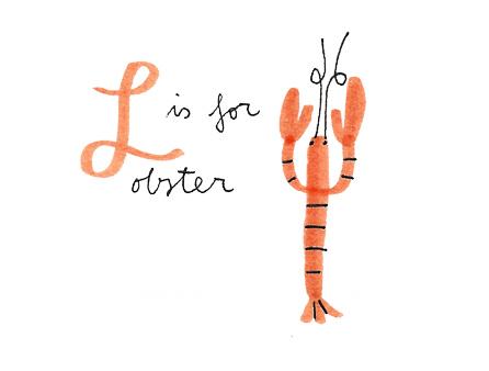 L is for lobster mercedes leon illustration