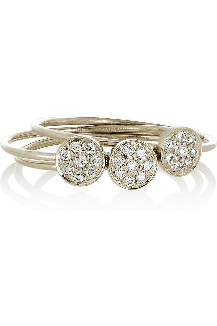 Jennifer Meyer gold and diamond stacking rings, jennifer meyer jewelry
