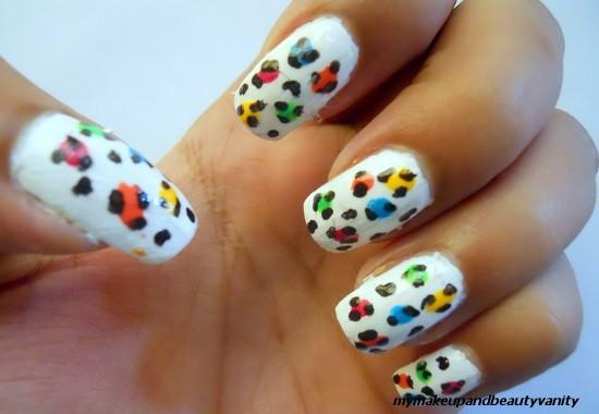 leopard neon nail art+nail art tutorial