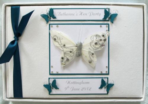 hen_party_guest_book_teal_white_butterfly