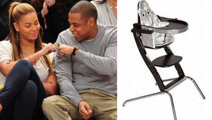 Beyonce and Jay Z gave Kim Kardashian a Swarovski crystal high chair for a baby shower gift