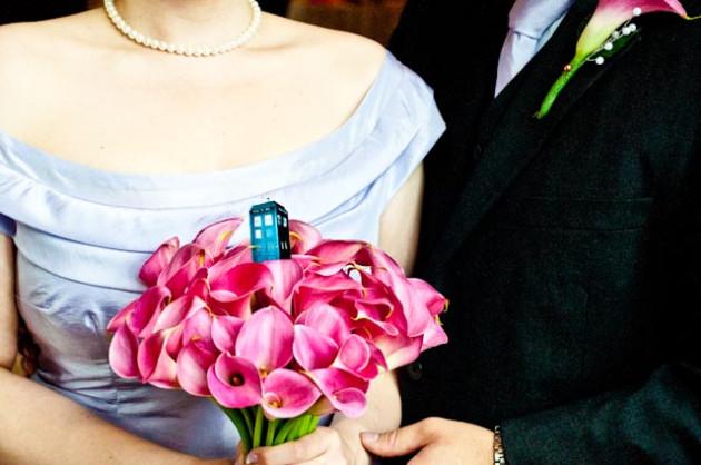 Peanut Butter Banana Chocolate Bars Top Girl's Wedding - Tardis on Bouquet