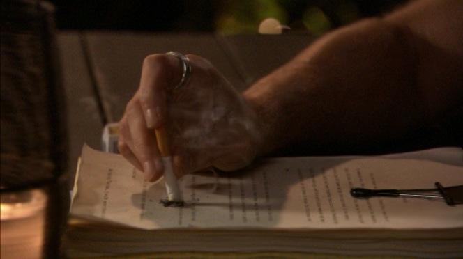 Hank Moody Goes Porsche Shopping If Hank was so worried about losing his manuscript, why does he use it to extinguish his cigarette?