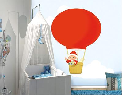 Design for your kids' room Photo Wall Mural - adhesive Little Sandman In A Hot Air Balloon