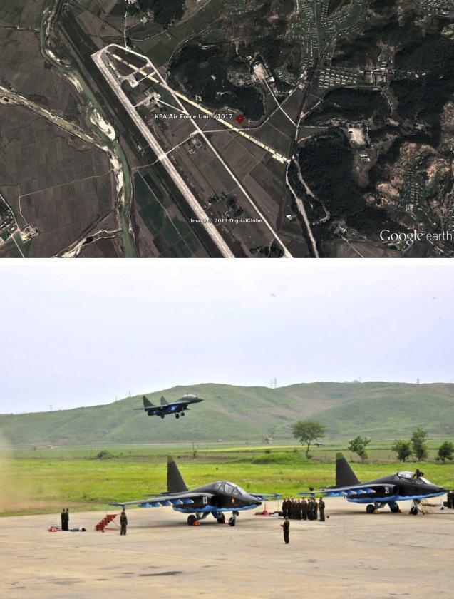 KPA Air Force Unit #1017 (Photos: Google image and Rodong Sinmun)