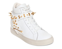 Flip-Side High Tops:  D-Side Metal Spikes Strap Leather Sneakers