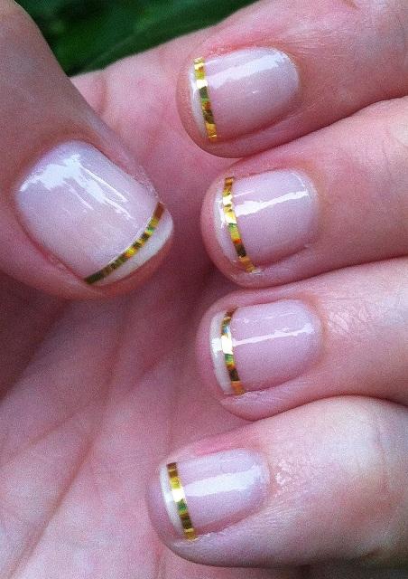 Sheer Pink and Gold Manicure