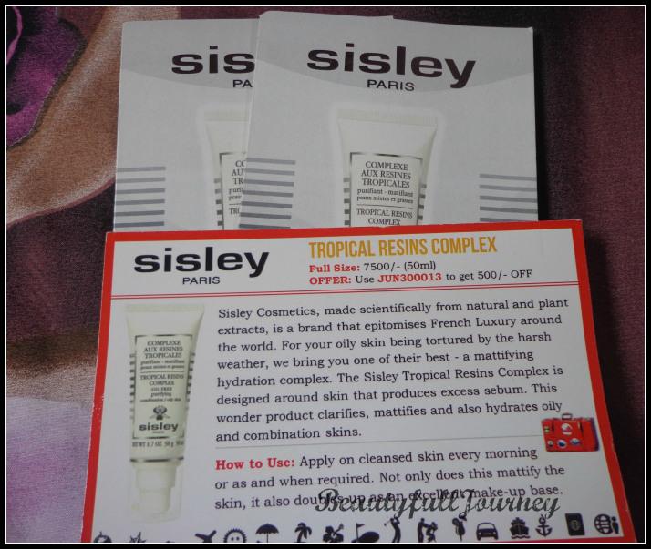 Sisley Paris Tropical Resins Complex Full size price: Rs.7500/- for 50ml 2 sachets of 4ml each given in box. 