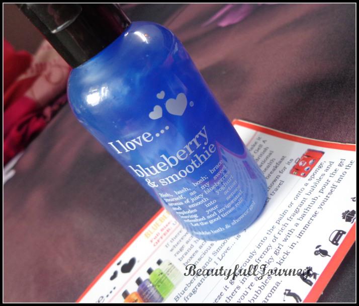 I love... Blueberry and Smoothie Bubble Bath & Shower Gel Full size: Rs.795/- for 500ml Sample size in box: Rs.250/- for 100ml