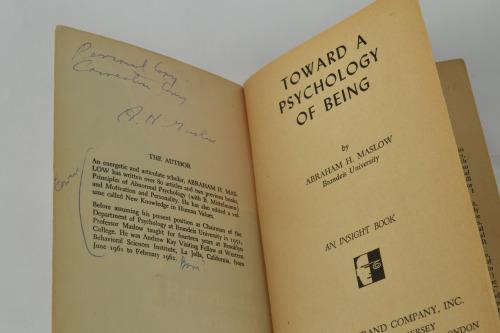 This copy is signed by Maslow.  He also wrote “Personal Copy” and “Correction Copy” on the inside cover.