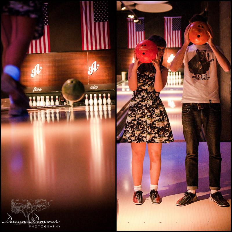 All Star Lane Ten Pin Alley at the engagement Photoshoot  in London by Dewan Demmer Photography