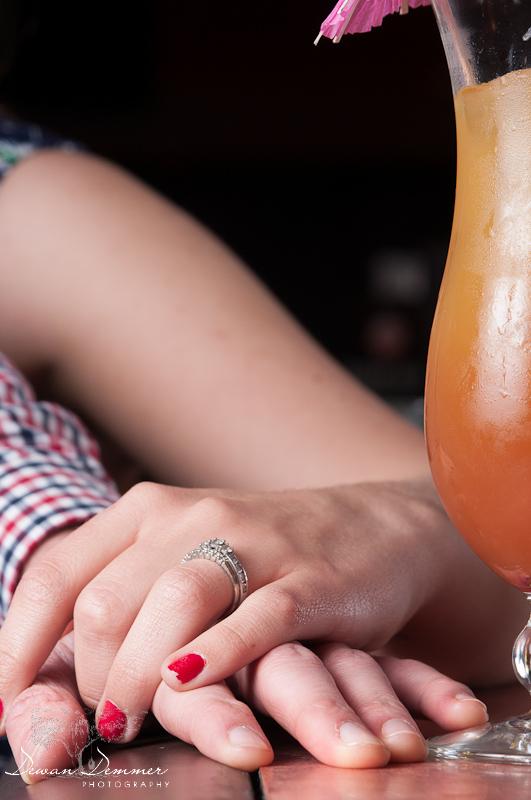 A Ring and Drink at the engagement Photoshoot  in London by Dewan Demmer Photography