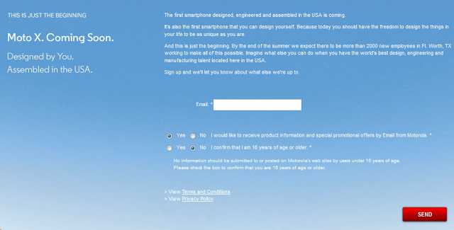Just The Beginning - Moto X Sign Up Page