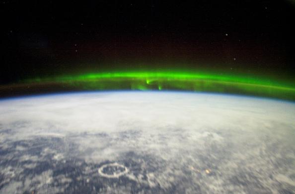 Aurora over Earth, taken from the International Space Station.