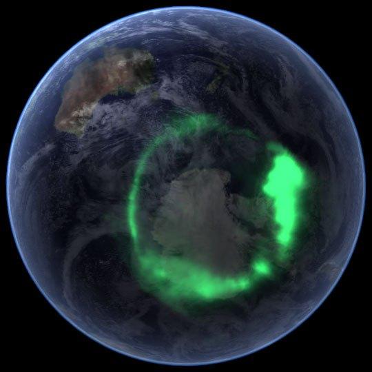 NASA's Satellite Image of the Aurora Austrealis (Southern Lights) over the Antactic Polar region