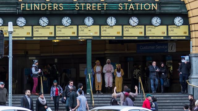 Strange attire - Flinders Street Station flinders street station steps