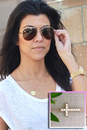 cross necklace celebrity sideways necklaces layered kardashian trend gold diamond kourtney pendant wear dainty wearing charms simple bracelets paperblog trends