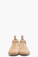 Refined Rock And Roll:  Saint Laurent Paris Beige Suede Strappy Ankle Boot