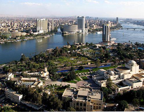 The Nile runs through most of Egypt's major cities. This is the capital, Cairo.