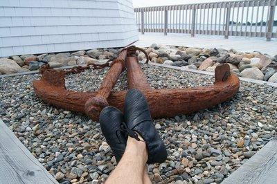 Comfortable shoes at a lighthouse in Canada