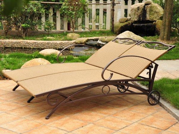 Free Shipping. Valencia Resin Wicker / Steel Multi-Position Double Chaise Lounge