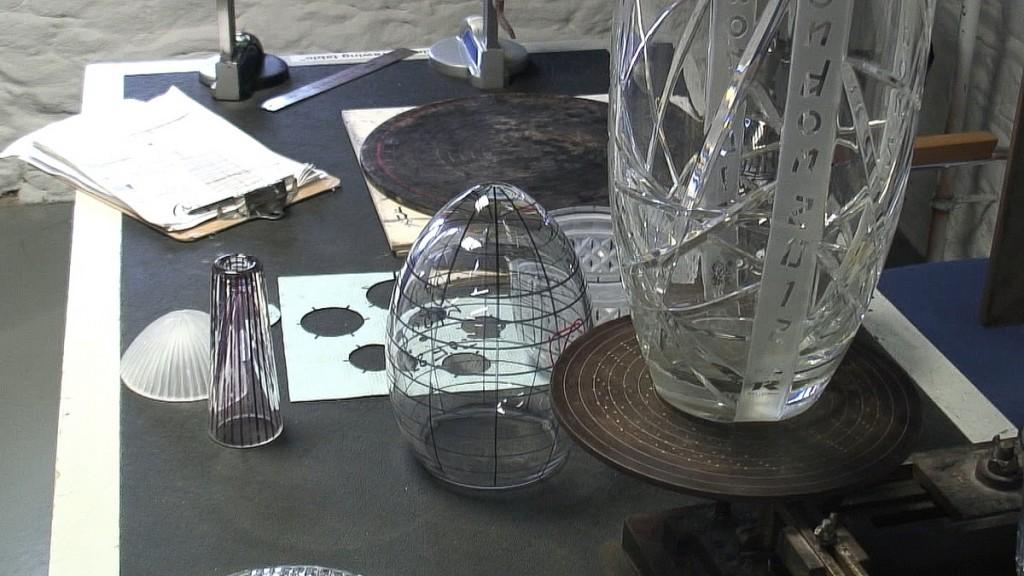 Our tour of the House of Waterford Crystal in Ireland ink markings on various crystal objects - house of waterford crystal - ireland