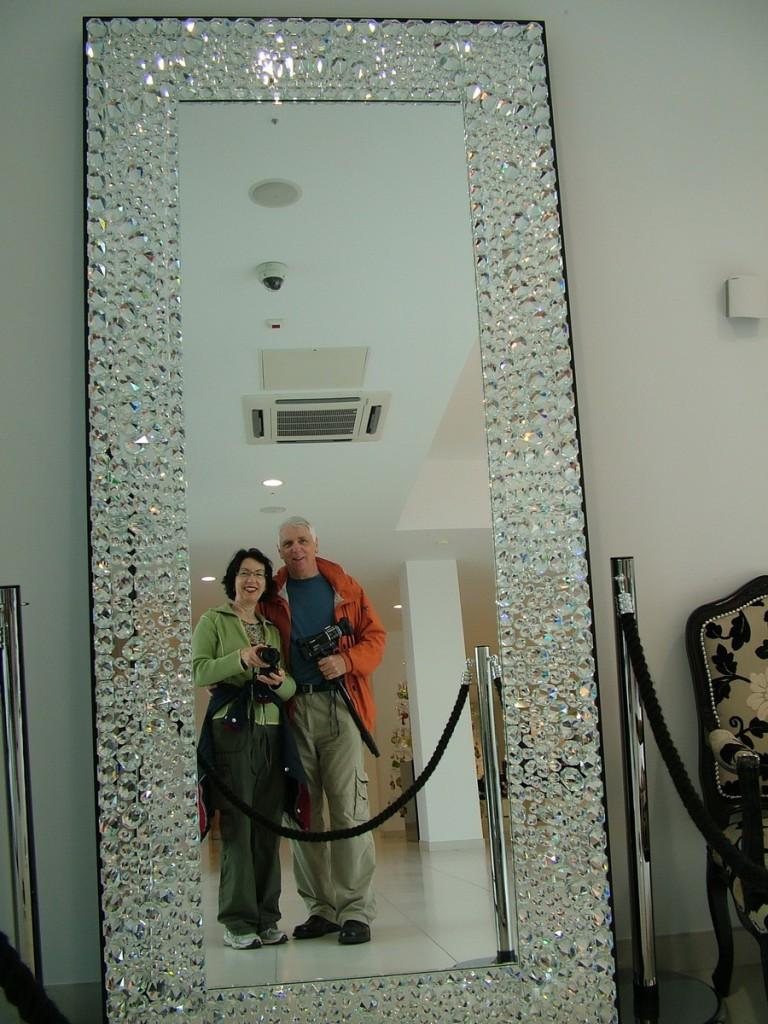 Our tour of the House of Waterford Crystal in Ireland jean and bob reflection in waterford crystal mirror - waterford - ireland