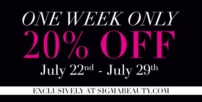 Sigma Beauty One Week Only 20% SALE!!!