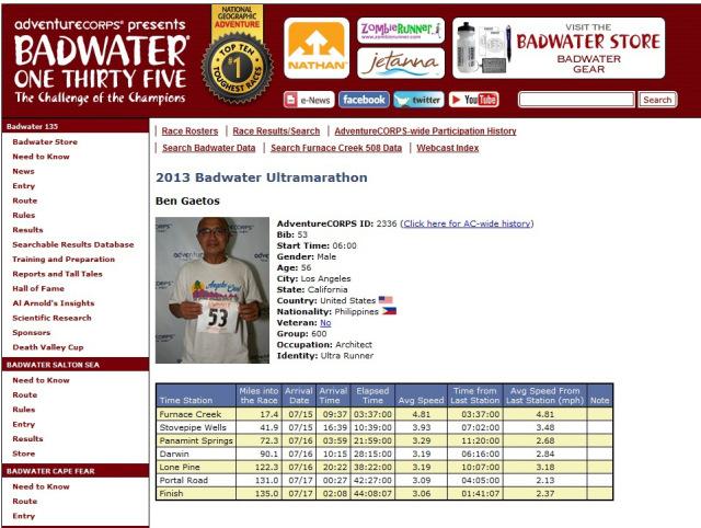First Filipino to finish Badwater Marathon