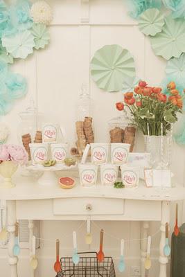 Gelato Bridal Shower Dessert Table and pale color palette in the home Gelato Bridal Shower Dessert Table and pale color palette in the home