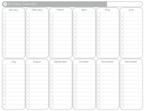 Free Printable Yearly Calendars on Free Printable Of The Day  Birthday Calendar    Paperblog