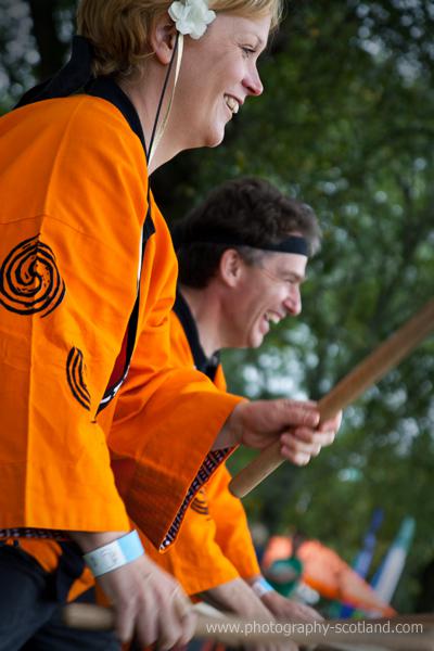Photo - Taiko drummers at the Mela Festival, Leith Links, Edinburgh, Svotland