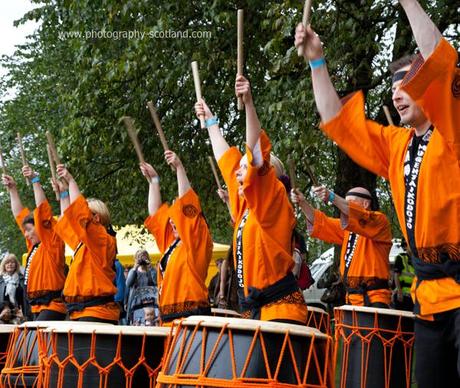 Photo - taiko drummers at the Edinburgh Mela, Scotland