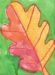 Watercolor Crayon Resist Leaf