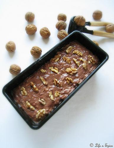 Eggless Zucchini-Chocolate Bread with Walnuts - Ready to go into the oven