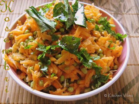 Carrot Kosambri with sprouted green-gram