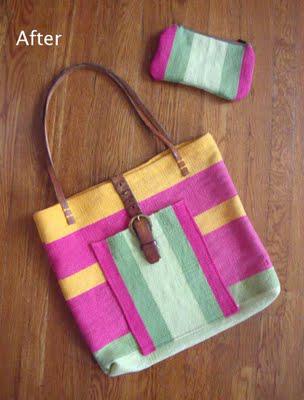 Striped Tote and Zipper Pouch