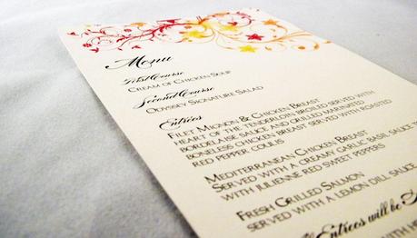 Wedding Menu Card Wording