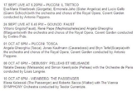 Tosca from ROH on BBC Radio 3, October 1