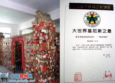 Chinese Man Builds 600,000-Cigarette-Pack Fort