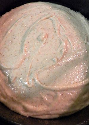 Raspberry, almond,buttermilk cake - Empty batter into cake pan