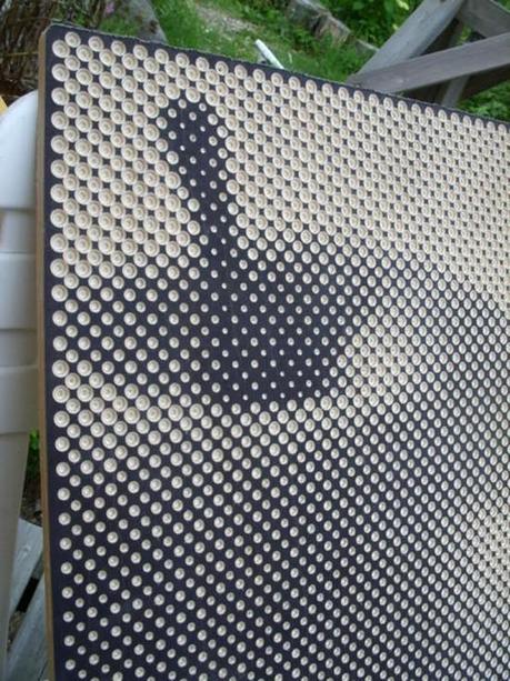 Beautiful Halftone Photos Drilled in Plywood