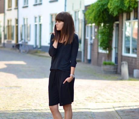 outfit all black culottes