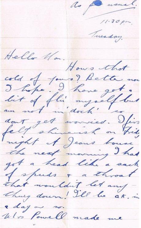 Joe’s Letters, WWII: “‘Flu and Mourning” letter 65 11 oct 1944 page 1